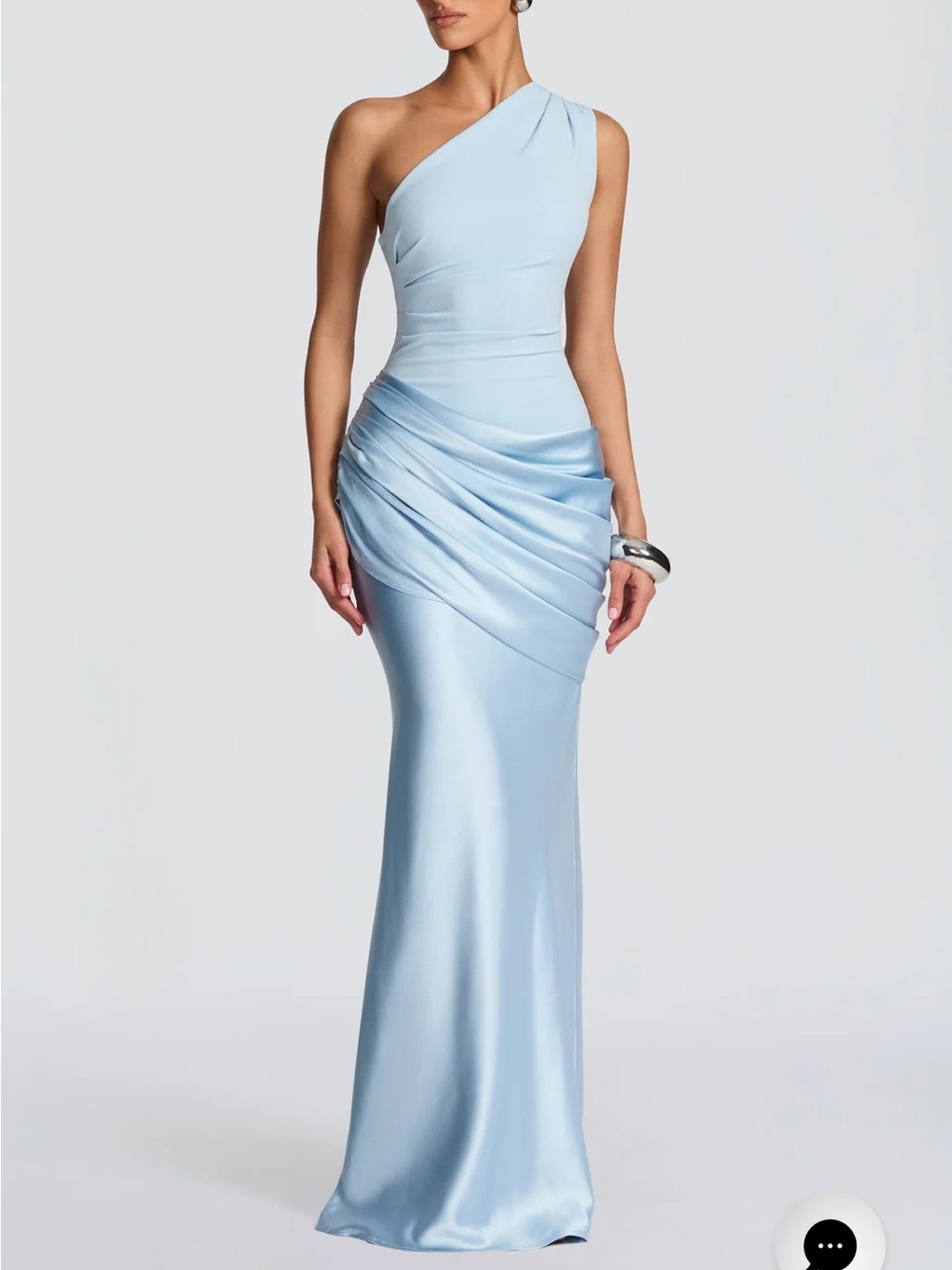 Satin One-Shoulder Light Blue Evening Dress